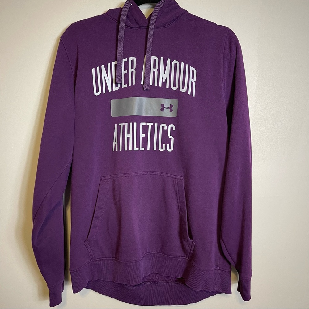 Under Armour Storm Loose Fit Hoodie Size Medium Spell Out Purple Gray Oversized